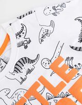 Set pijama alcătuit din bluză și pantaloni scurți - Imprimeu cu dinozauri - Gri inchis