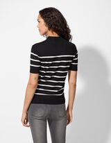 Strickshirt - Stehkragen - schwarz