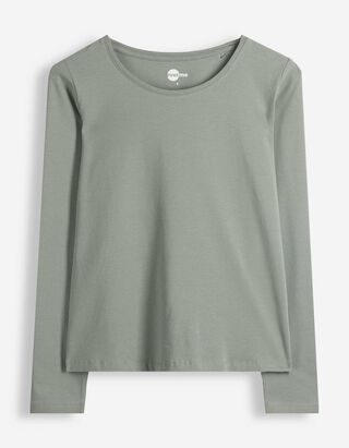 Langarmshirt - Baumwolle - Khaki