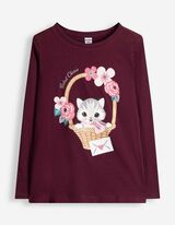 T-shirt &agrave; manches longues - Imprim&eacute; - rouge fonc&eacute;