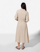Kleid - Leinen-Optik - Beige