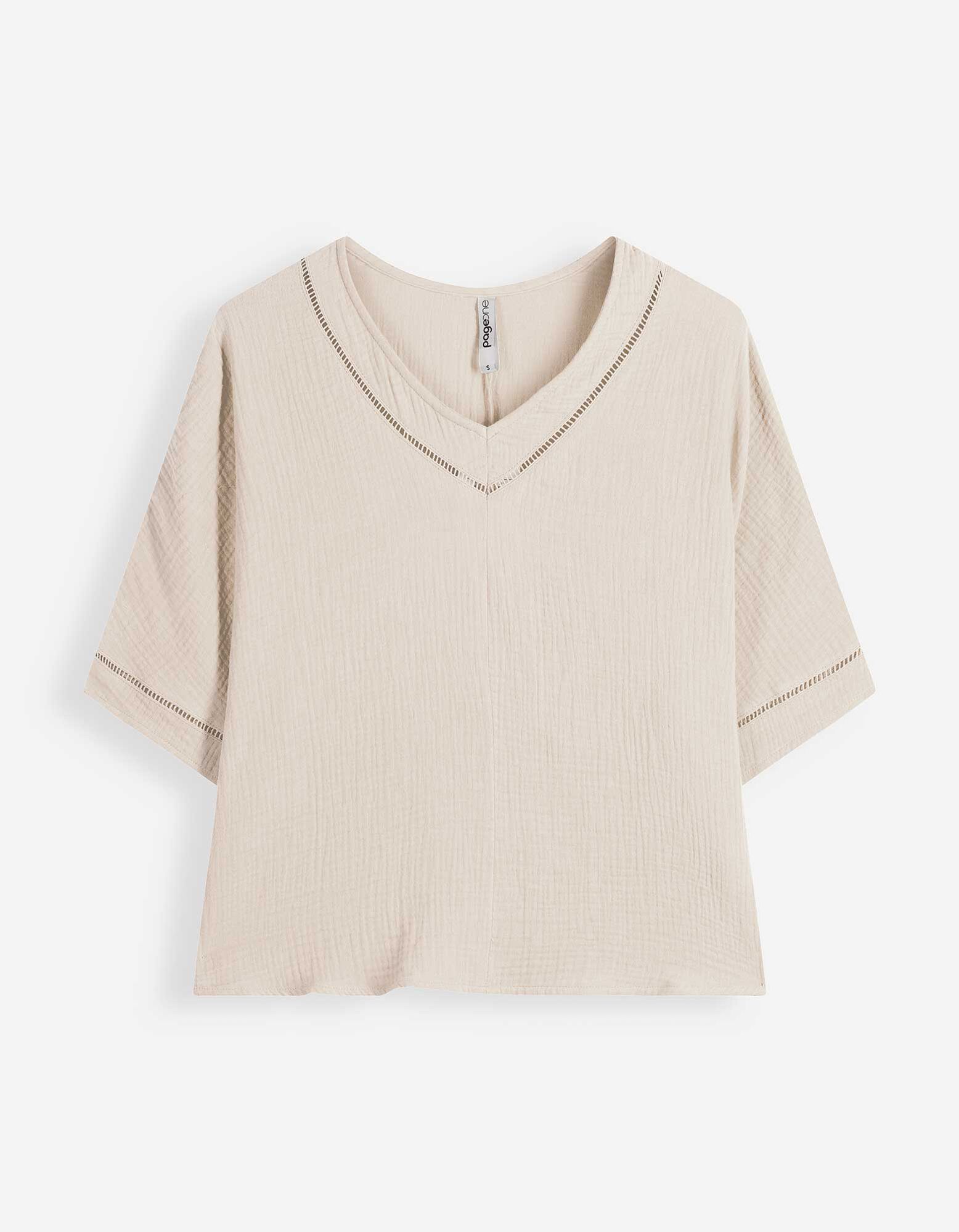 Blusenshirt - einfarbig - Beige