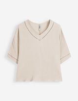 Blusenshirt - einfarbig - Beige