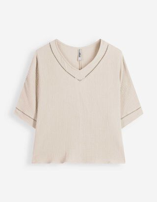 Blusenshirt - einfarbig - beige
