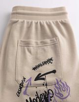 Shorts - Allover-Print - Beige