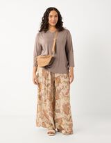 Blusenshirt - Viskose-Mix - Braun
