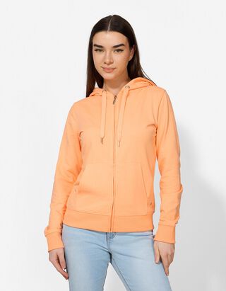 Sweatjacke - Kapuze mit Tunnelzug - orange