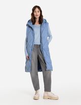 Długa kamizelka - kaptur z troczkiem - niebieski