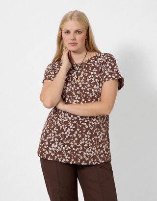 T-Shirt - Allover-Muster - Braun