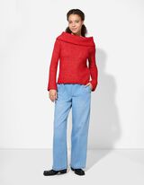 Pletený sveter - Výstrih Carmen - cervena