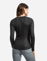 koszulka z długim rękawem - materiał brokatowy - czarny