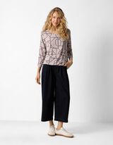 Langarmshirt - Allover-Print - Beige