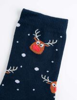 skarpety - Boże Narodzenie - ciemny niebieski