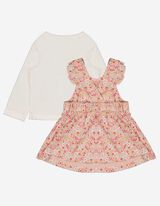 Hossz&uacute; ujj&uacute; felsőből &eacute;s ruh&aacute;b&oacute;l &aacute;ll&oacute; szett - Vir&aacute;gmint&aacute;s - rozsaszin