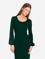 Pletena haljina - Uz telo - tamno-zelena