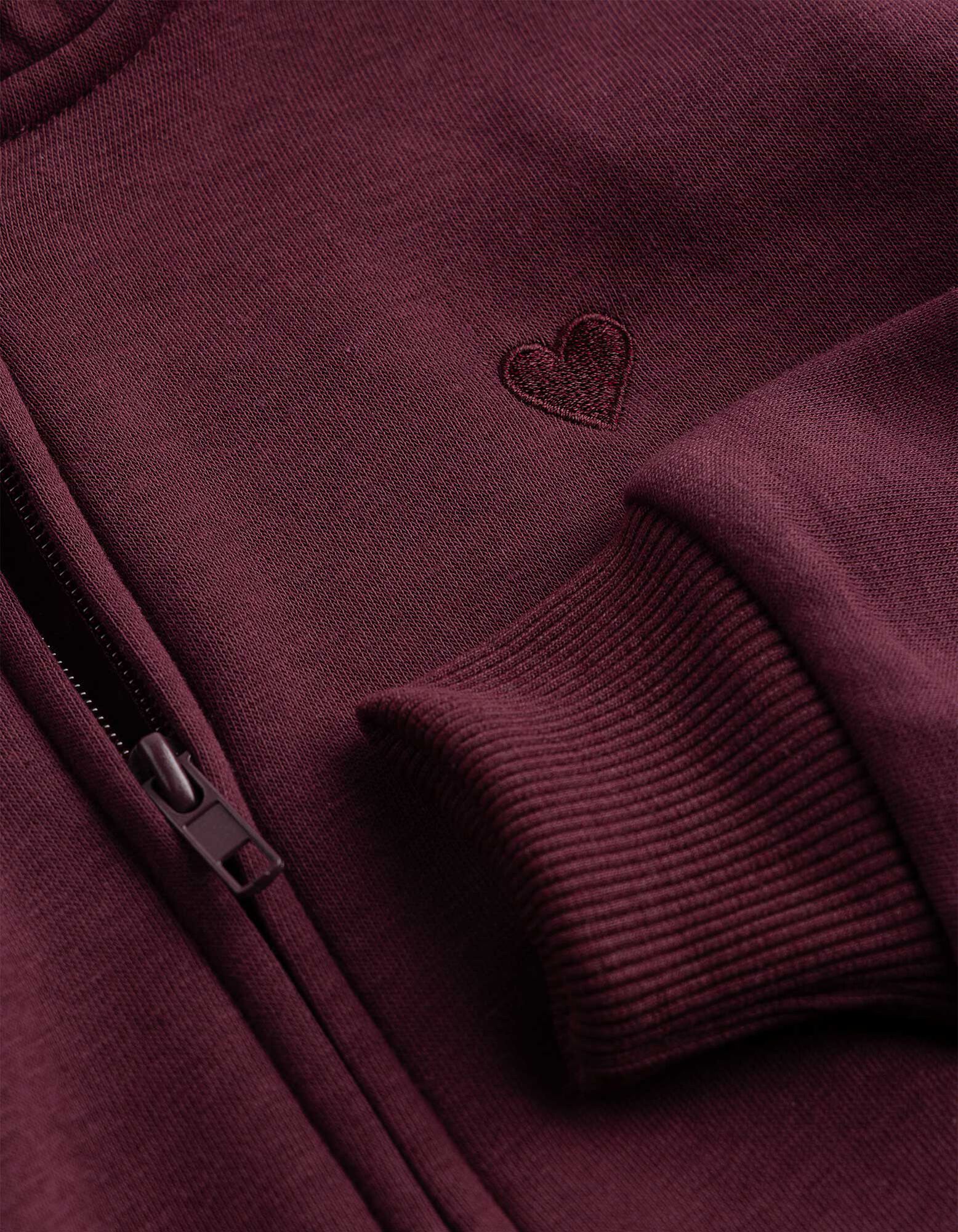 Sweatjacke - Stickerei - Dunkelrot