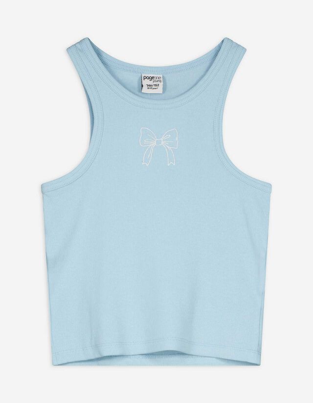 Top sans manches - Broderies - Bleu clair