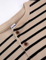 Langarmshirt - Knopfleiste - beige