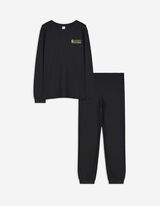 Pyjama Set aus Langarmshirt und Hose  - Rückenprint - schwarz