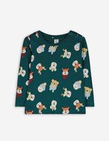 Longsleeve - Print all-over - donkergroen