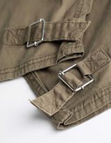 Kelnės su kišenėmis - Medvilnės mišinys - tamsiai zalias