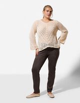 Strickpullover - V-Ausschnitt - wei&szlig;