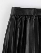Fustă plisată - Efect de piele - Negru