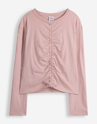 T-shirt &agrave; manches longues - Unicolore - rose