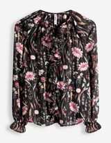 Bluse - Volants - schwarz