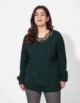 Pulovr - Krajková aplikace - zelena