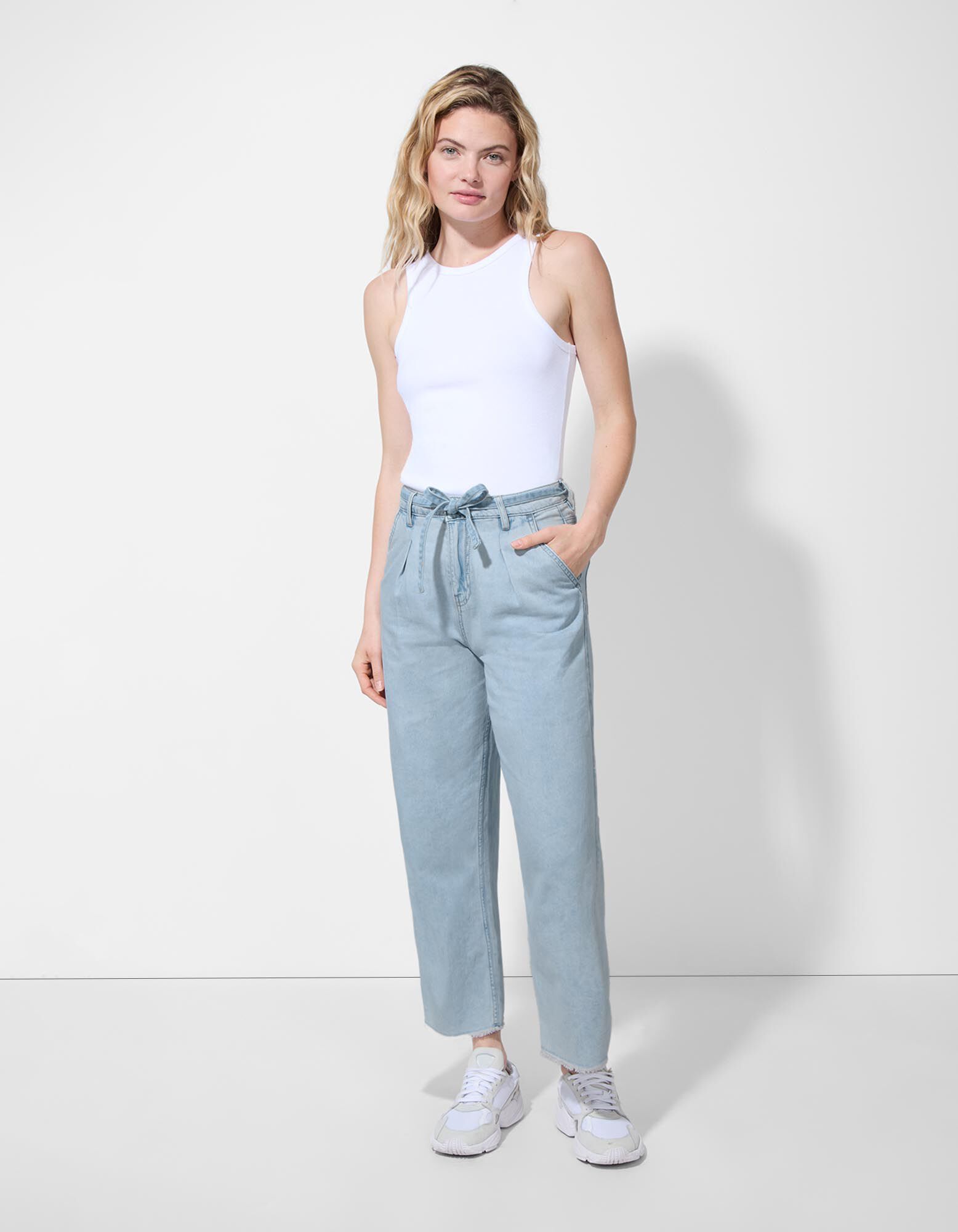 Basic Jeans - Bleached-Denim - hellblau