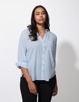 Košeľová blúzka - Bavlna - svetlomodra