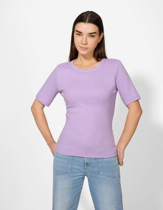 T-Shirt - Rippenstruktur - lila