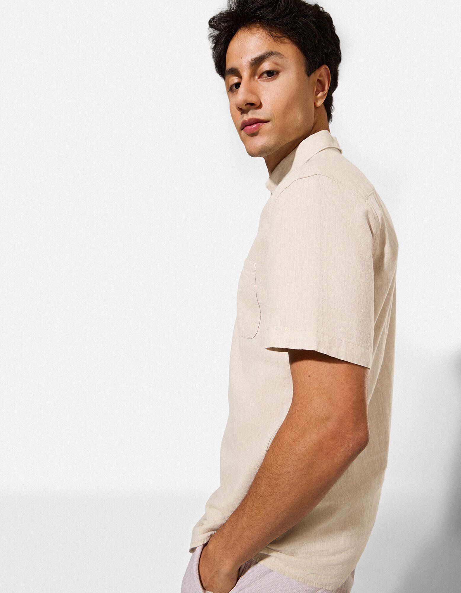Chemise - Lin m&eacute;lang&eacute; - Beige