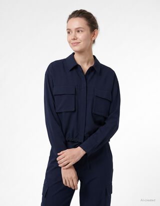 Bluse - Regulierbarer Saum - Dunkelblau