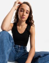 Trumpa palaidinė - Nėrinių apvadas - juodas