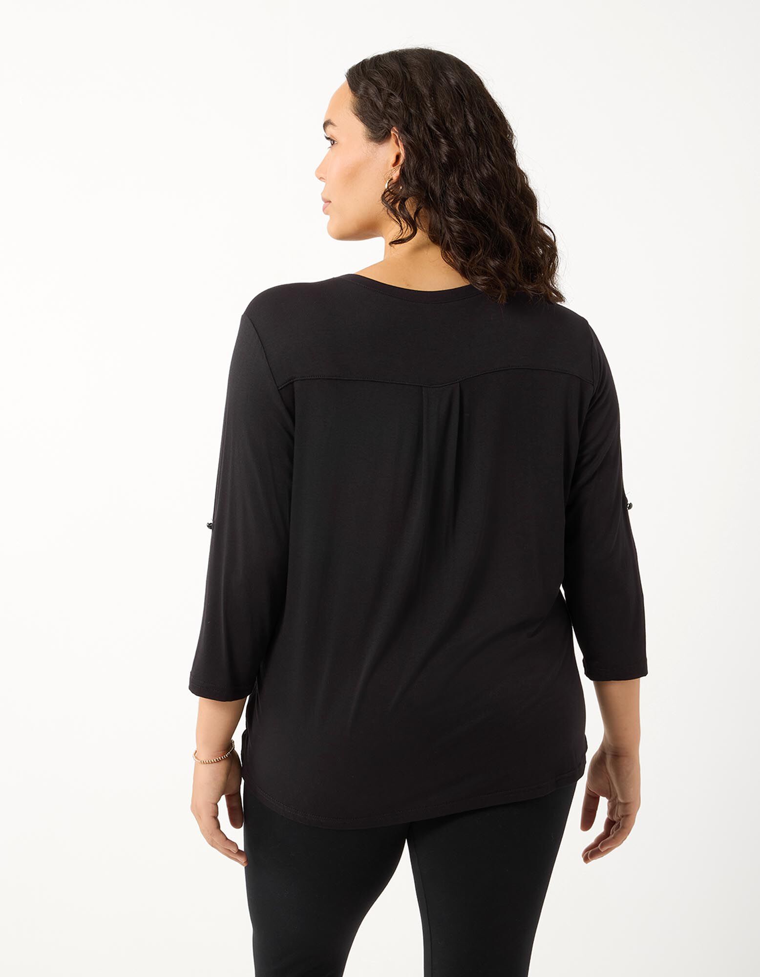 Blusenshirt - Viskose-Mix - Schwarz