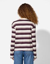 Pololangarmshirt - Streifen - weiß