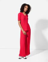 Kalhoty s širokými nohavicemi - Jednobarevné - pink