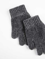 rękawiczki - cienka dzianina - ciemny szary