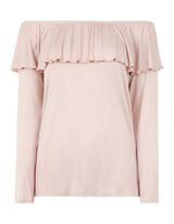 Damen Off-Shoulder-Shirt mit Volantbesatz&nbsp;