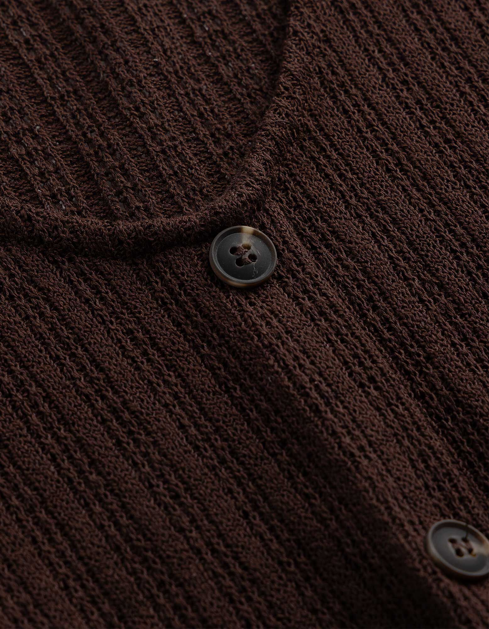 Stricktop - Knopfleiste - Dunkelbraun
