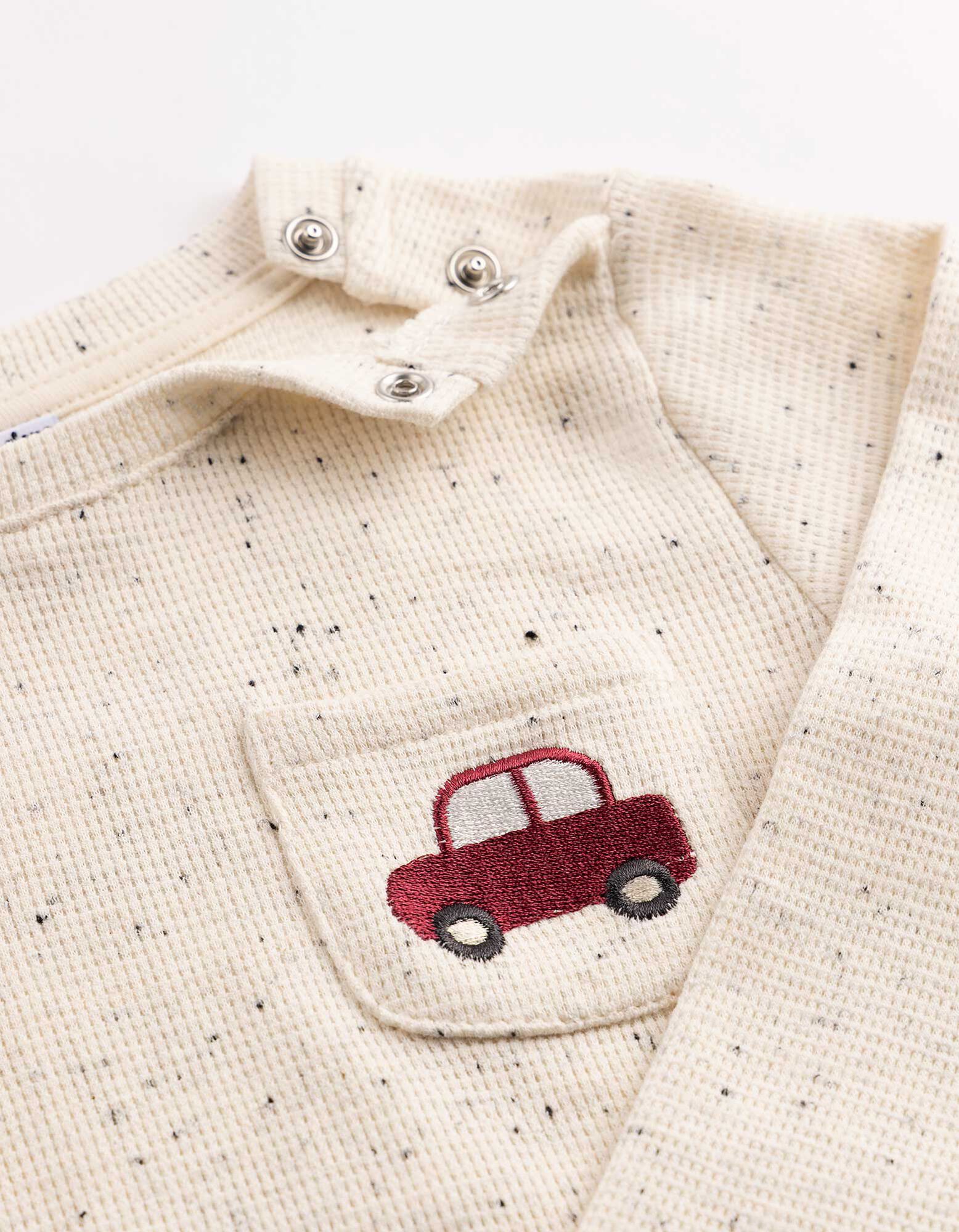 Langarmshirt - Waffelstruktur - Off-White