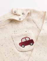 Langarmshirt - Waffelstruktur - Off-White