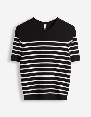 Pullover - triibud - must