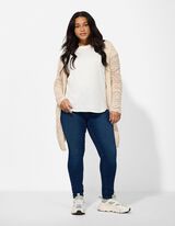 kardigan - ażurowa koronka - bez