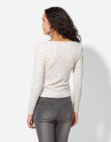 Maglia a manica lunga - Bordatura decorativa - bianco