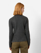 Strickpullover - Mockneck - Dunkelgrau