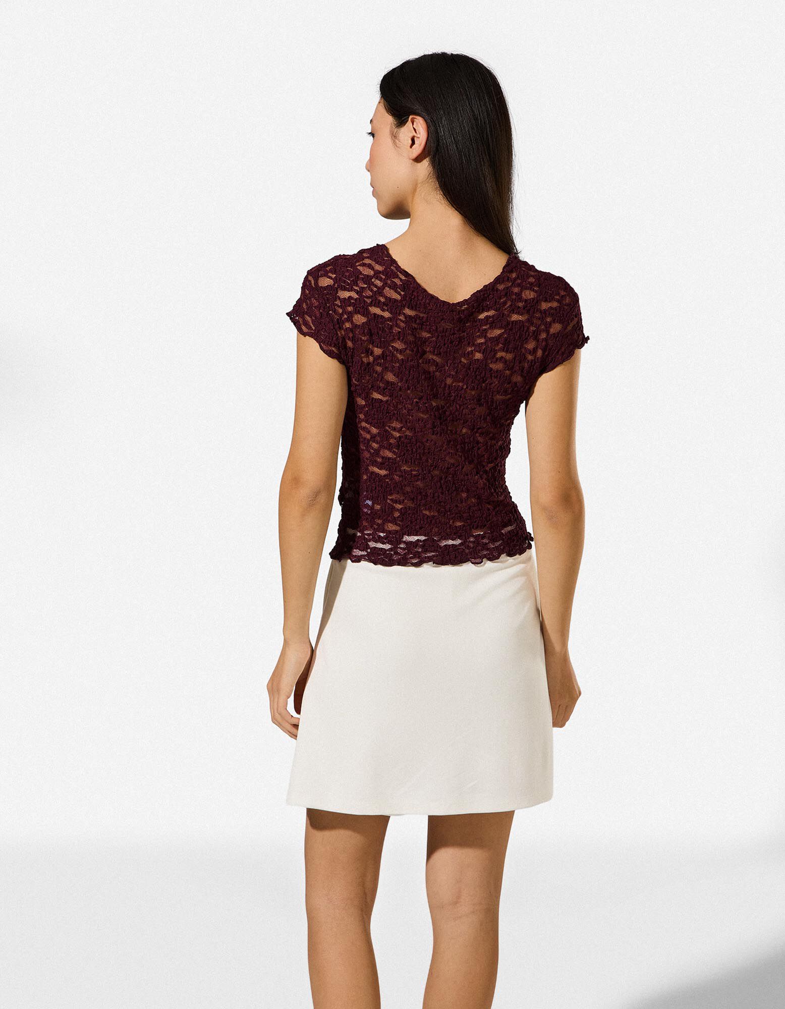 T-Shirt - Muschelsaum - Lila