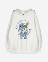 Bluză cu glugă - Lilo și Stitch - Alb